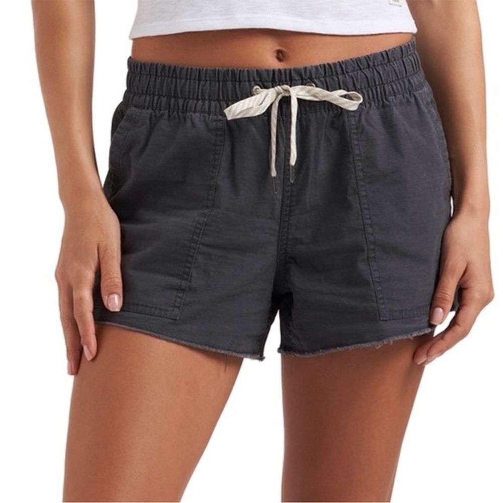 Vuori Womens Ripstop Shorts Charcoal Grey Organic Cotton XS Raw Hem Drawstring